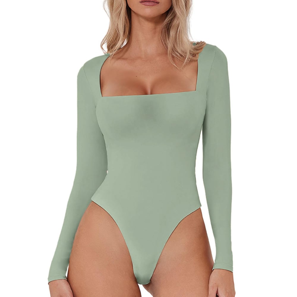 luxe square neck long sleeve bodysuit