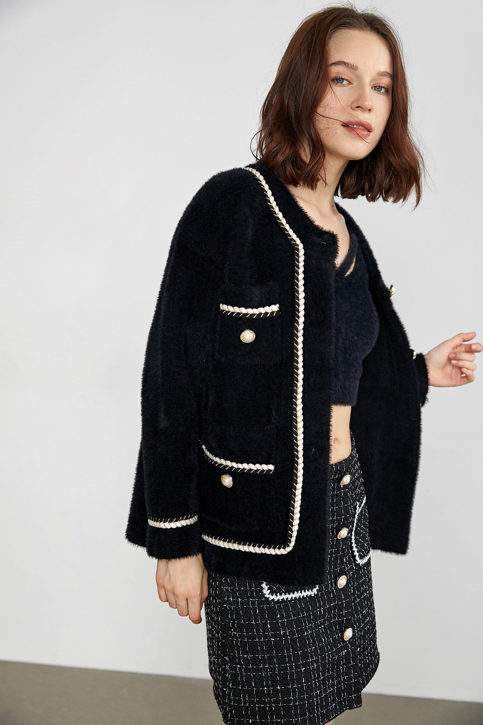 Yasmina Black Drop Shoulder Chunky Knit Cardigan