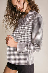 Grey Checked Single-Breasted Blazer