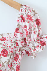 Pink Floral Print Tiered Bustier Mini Dress