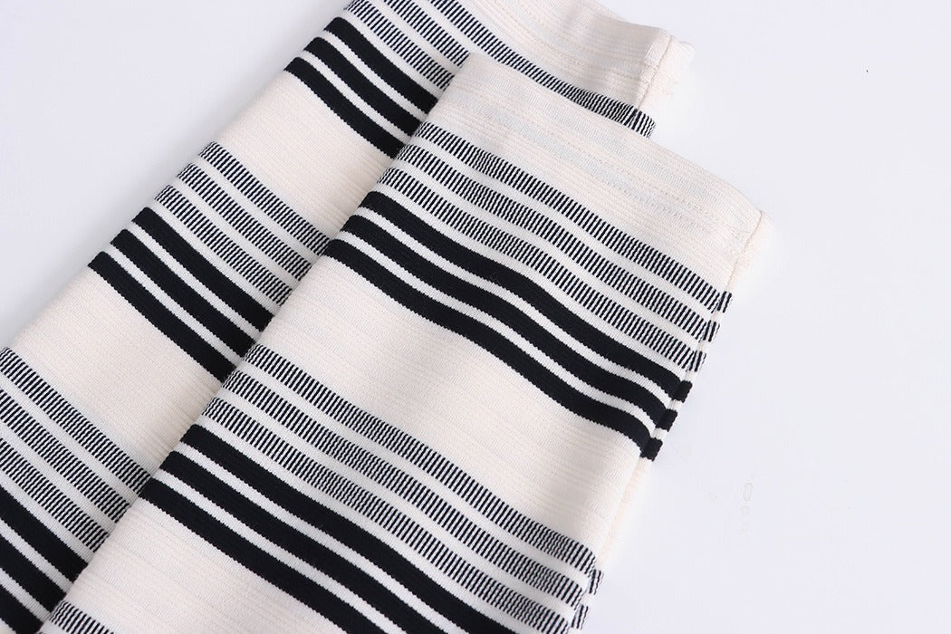 Trendy Contrasting Striped Drawstring Hooded Sweater