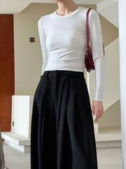 Round neck shoulder T-shirt