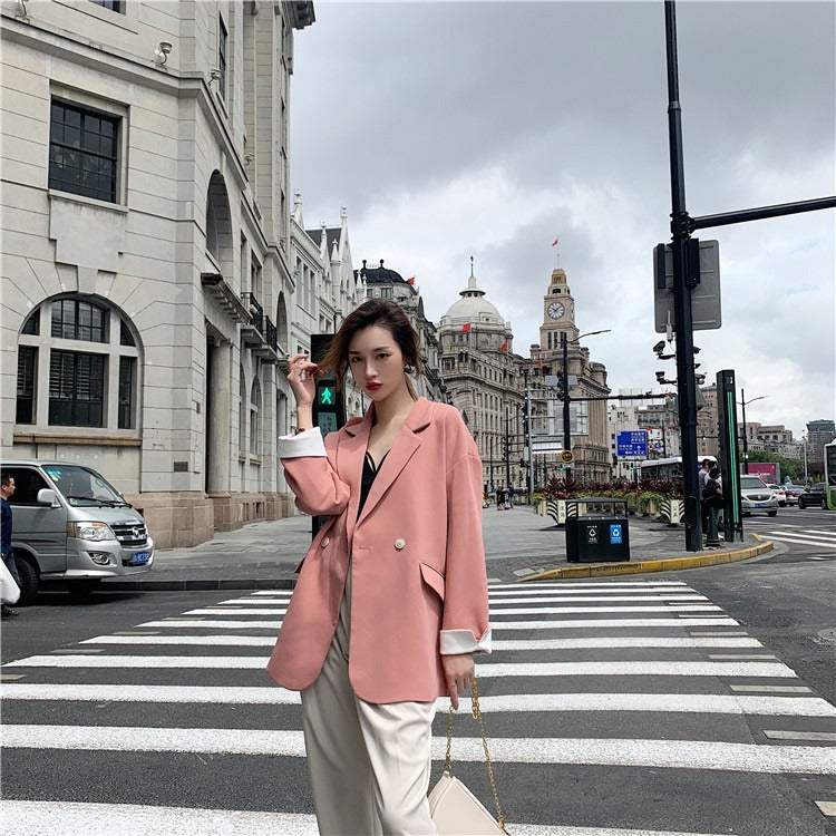 Double-breasted Casual Loose Women's Suit