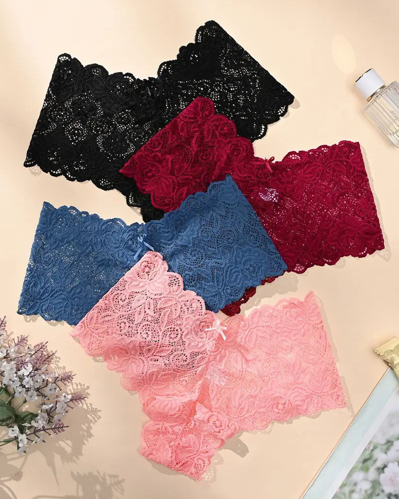 European And American Style Lace Women's Low-Lise Seamless Cut-Out Briefs