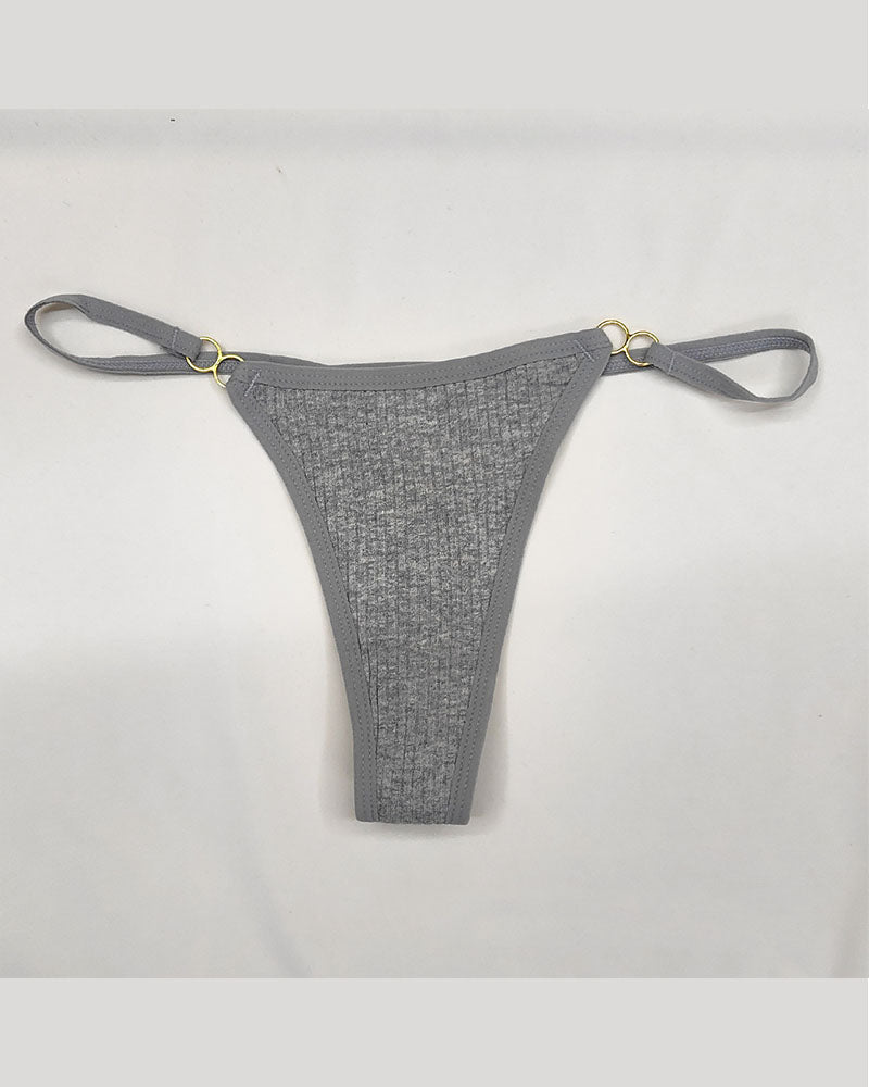 Cotton Threaded T-Pants Women's Low Waist Hip Lifting Fitness High Fork Fashionable Thong