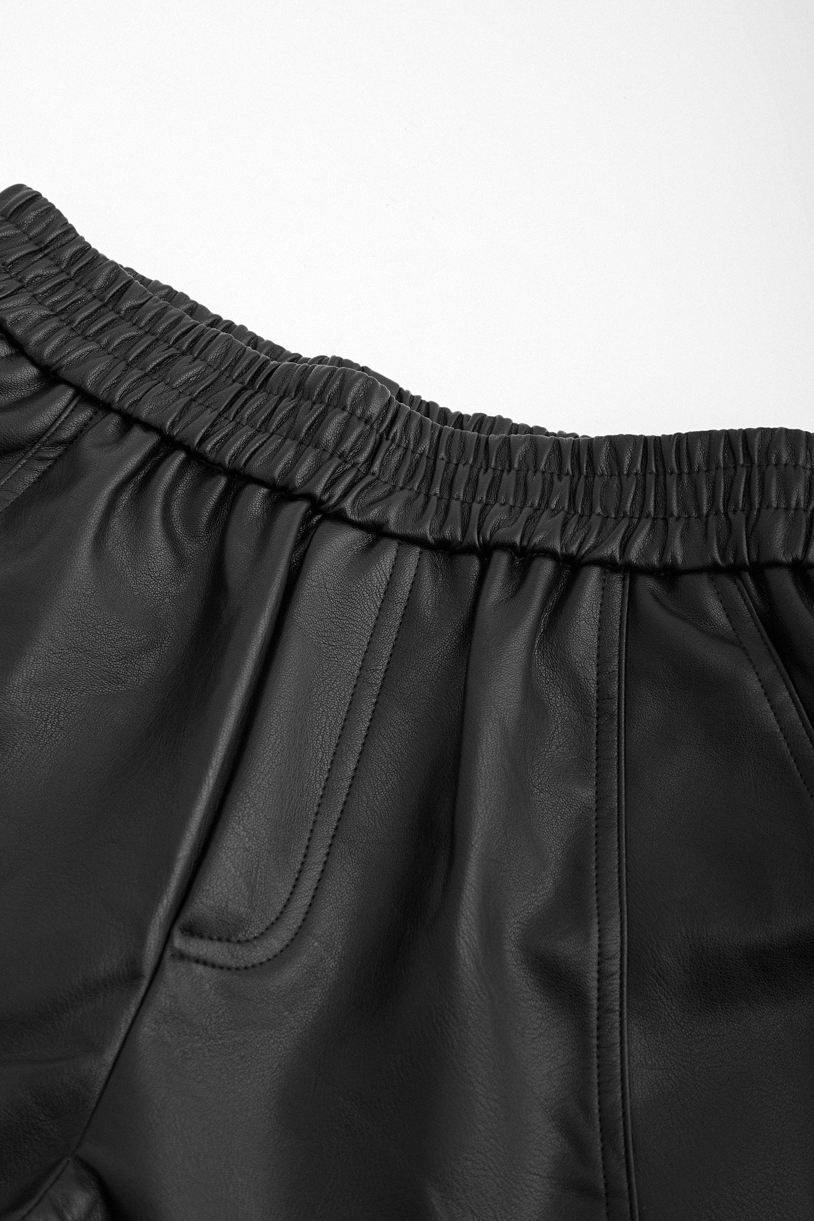 Joleen Black Leather Shorts