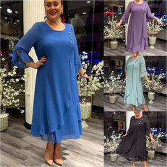 chiffon solid color loose dress