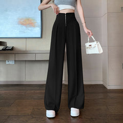 High-Rise Black Pleated Pants