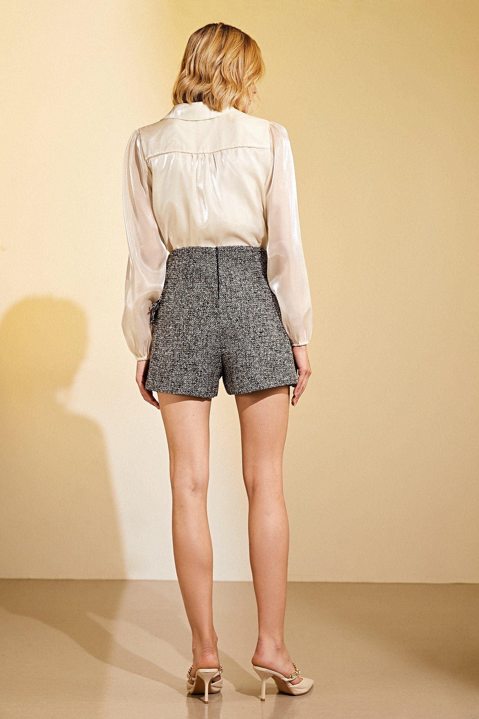 Dim Grey Button Decor A-Line Shorts