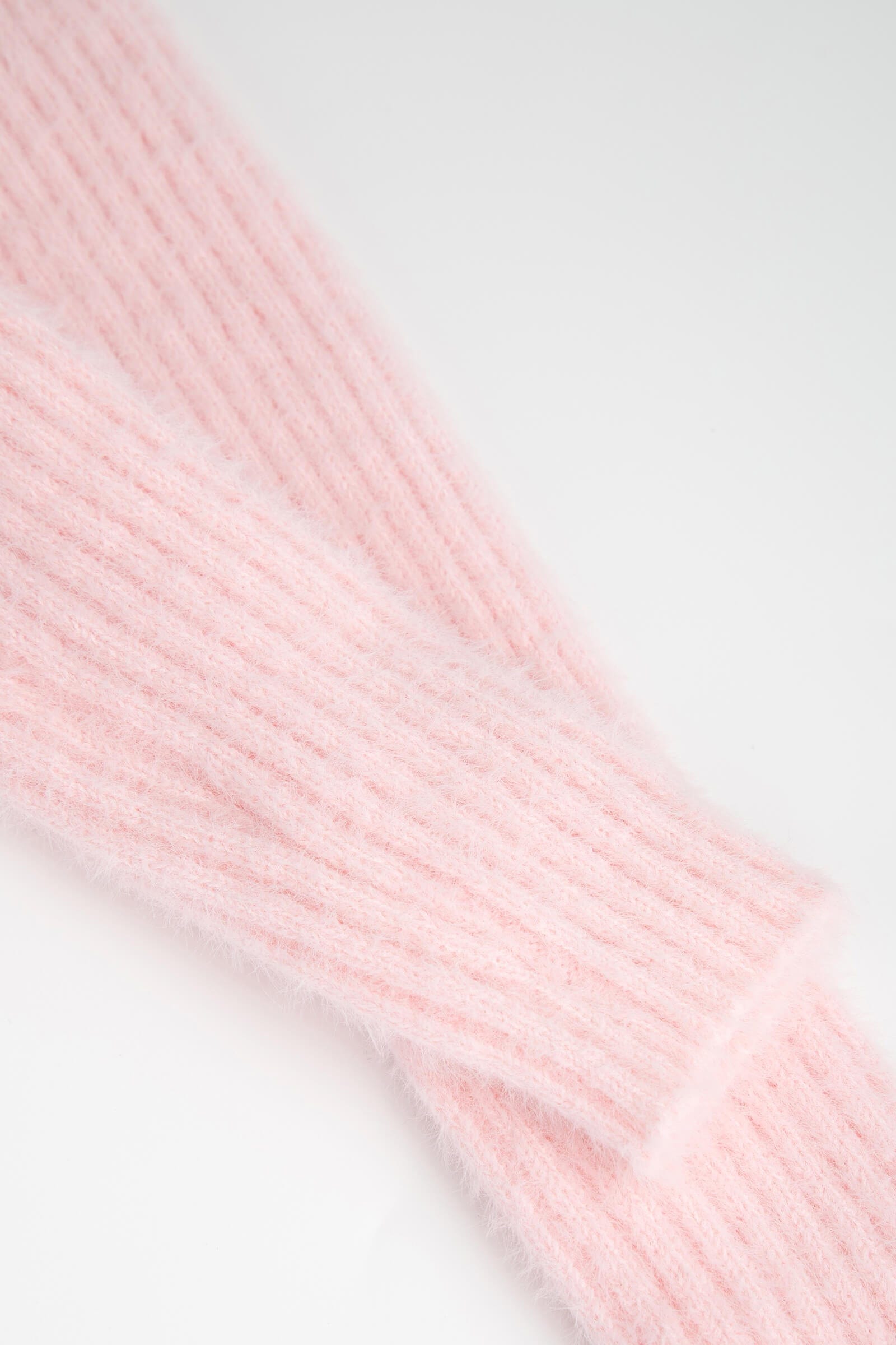 Pink Ruffle Trim Ribbed Knit Fitted Cardigan