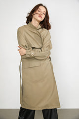 Elfrieda Tan Waterfall Collar Trench Coat