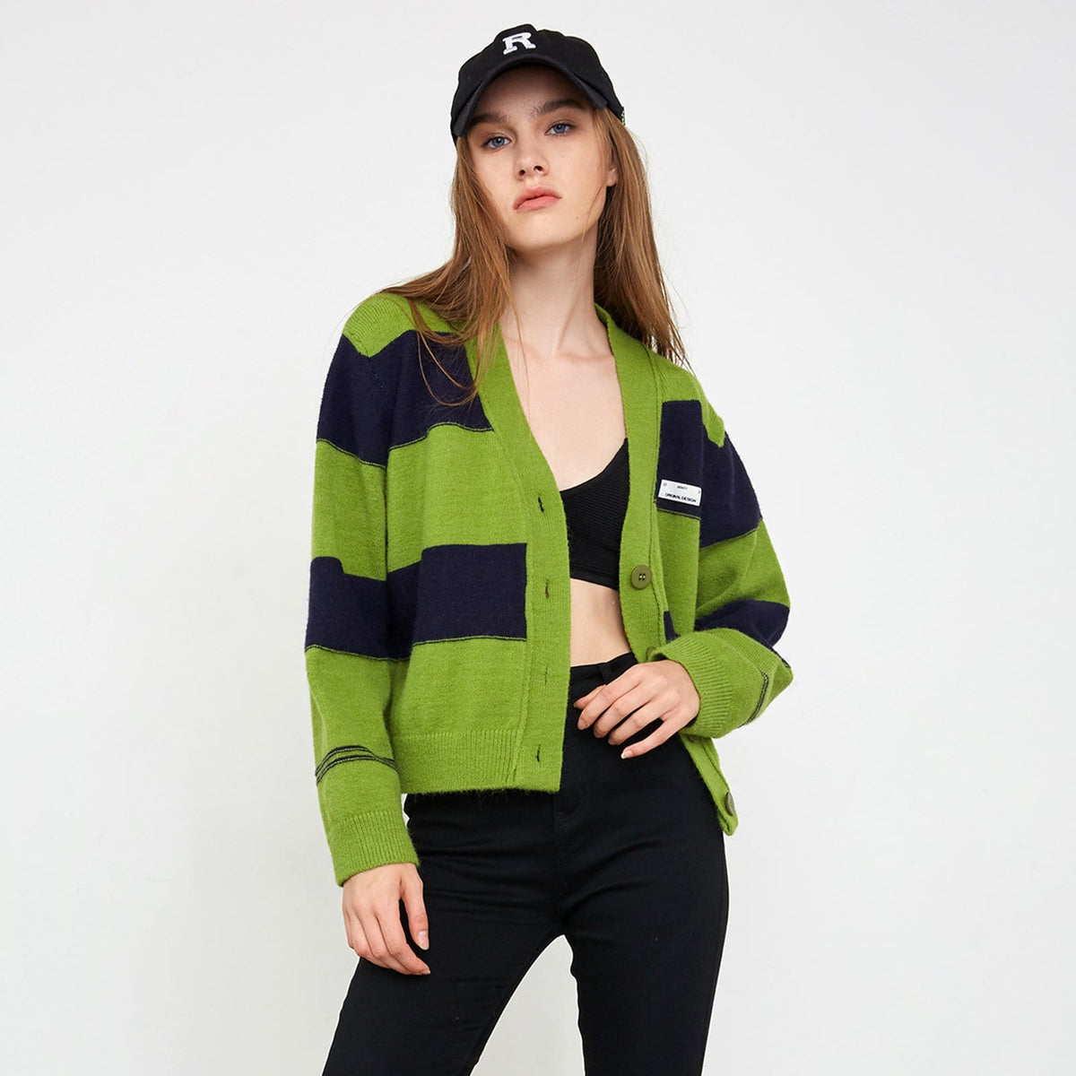 Jeanette Yellow Green Pinstripe Cardigan