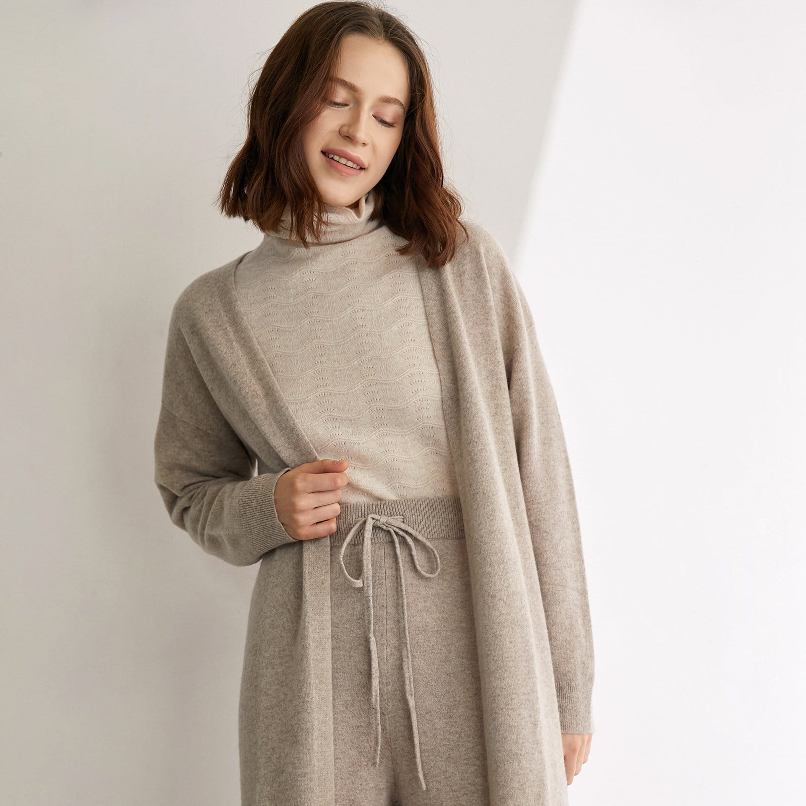 Herman Wheat Premium Wool Longline Cardigan