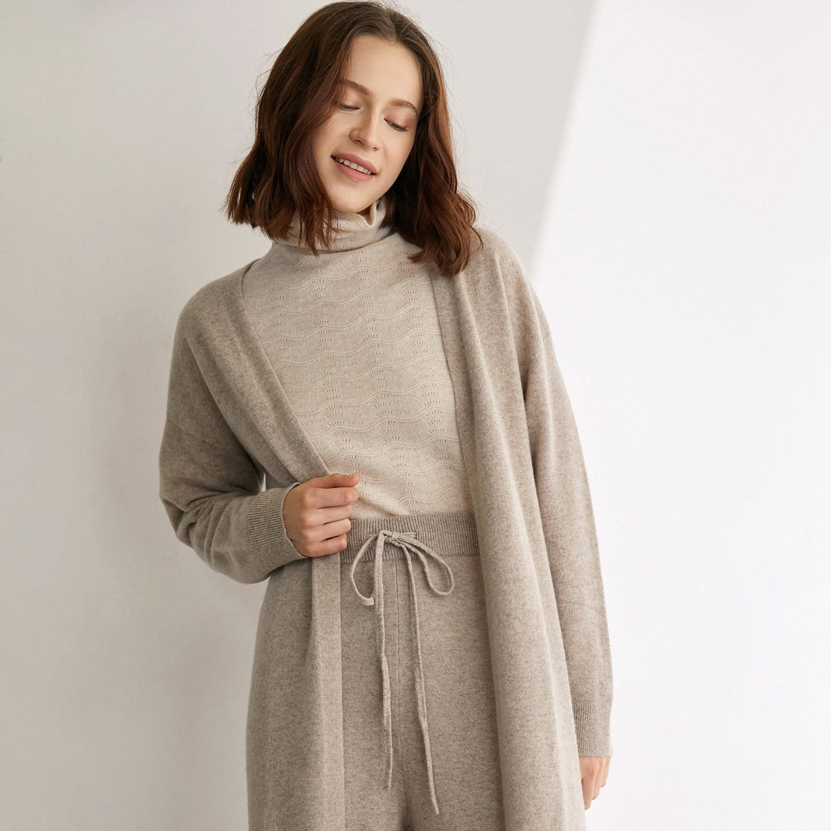 Herman Wheat Premium Wool Longline Cardigan