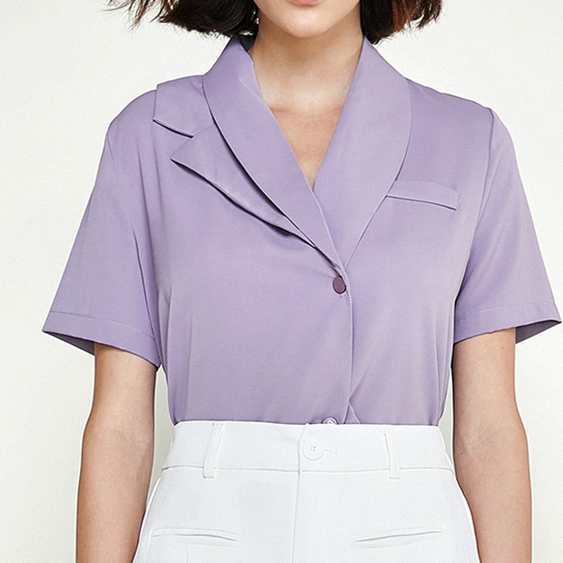 Medium Purple Asymmetric Button Down Shirt