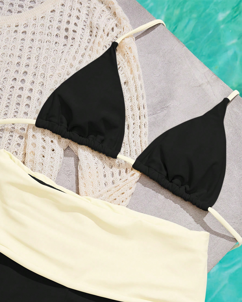 Women's Resort Solid Halter Neck Bikini Two-Piece Set