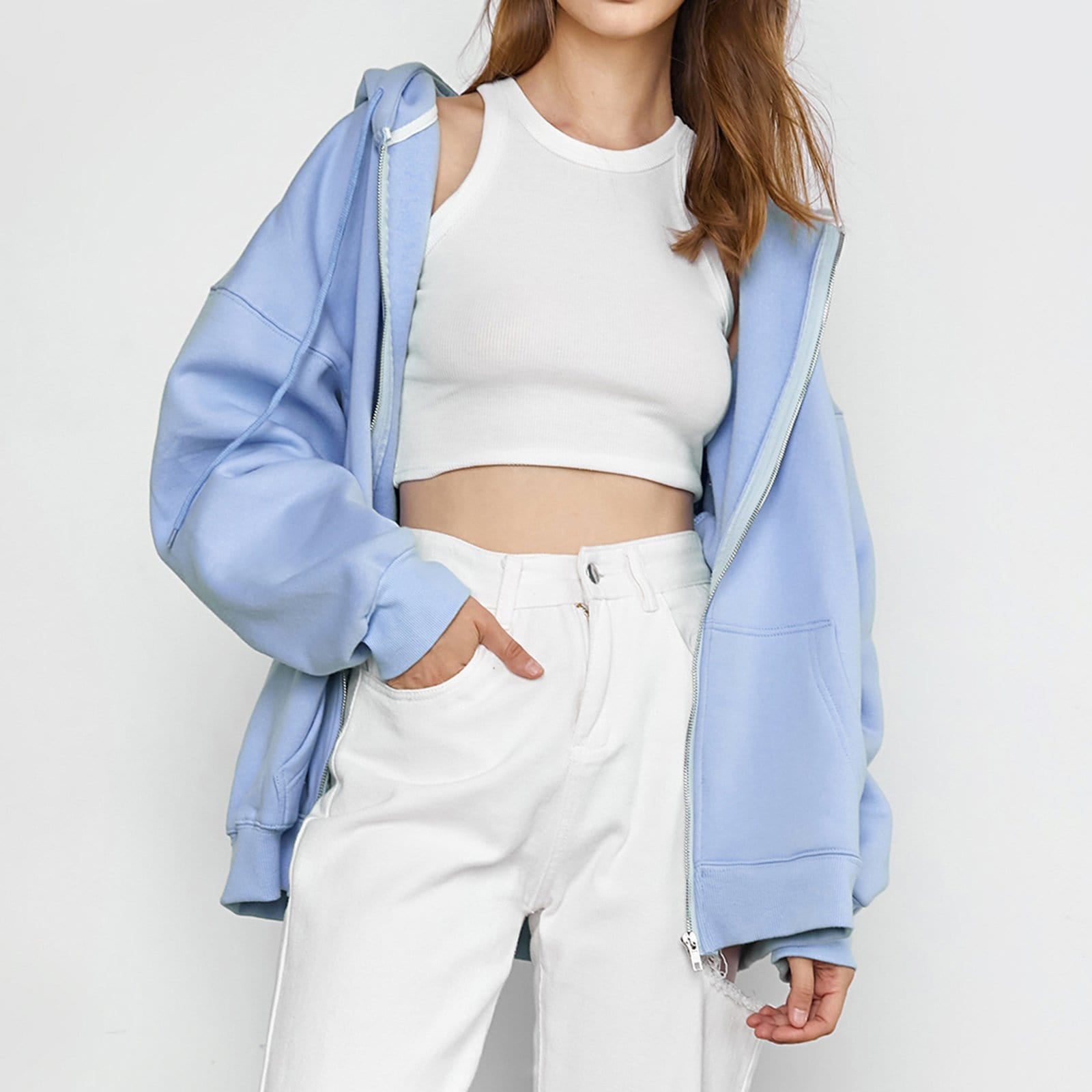 Hendrik Light Blue Zip Up Hoodie