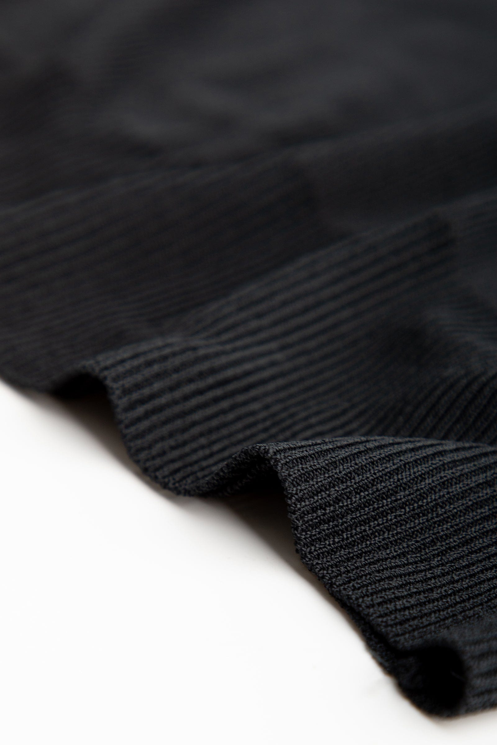 Black Rib-Knit Mock Neck Cap Sleeve Top