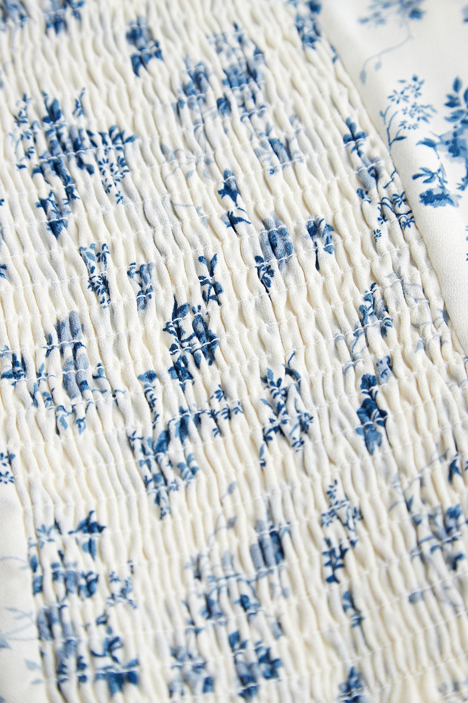 Ivory Floral Print Square Neck Cropped Blouse