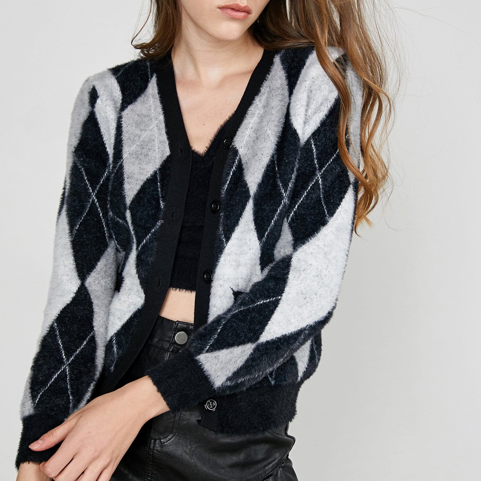 Ednah Black Button-Up Cardigan