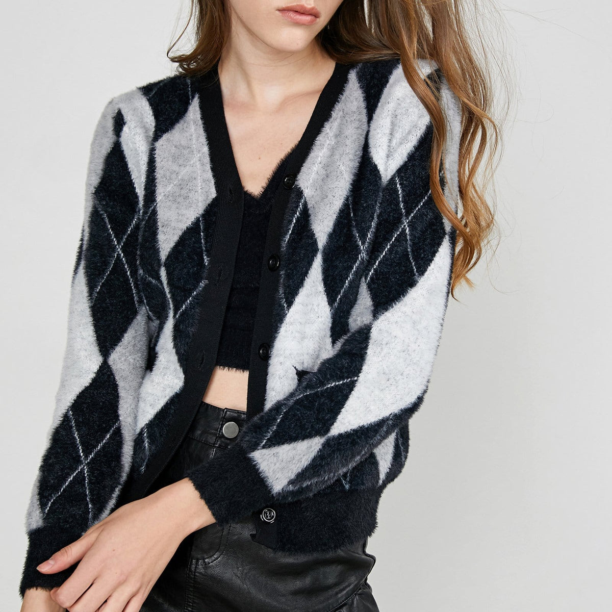 Ednah Black Button-Up Cardigan