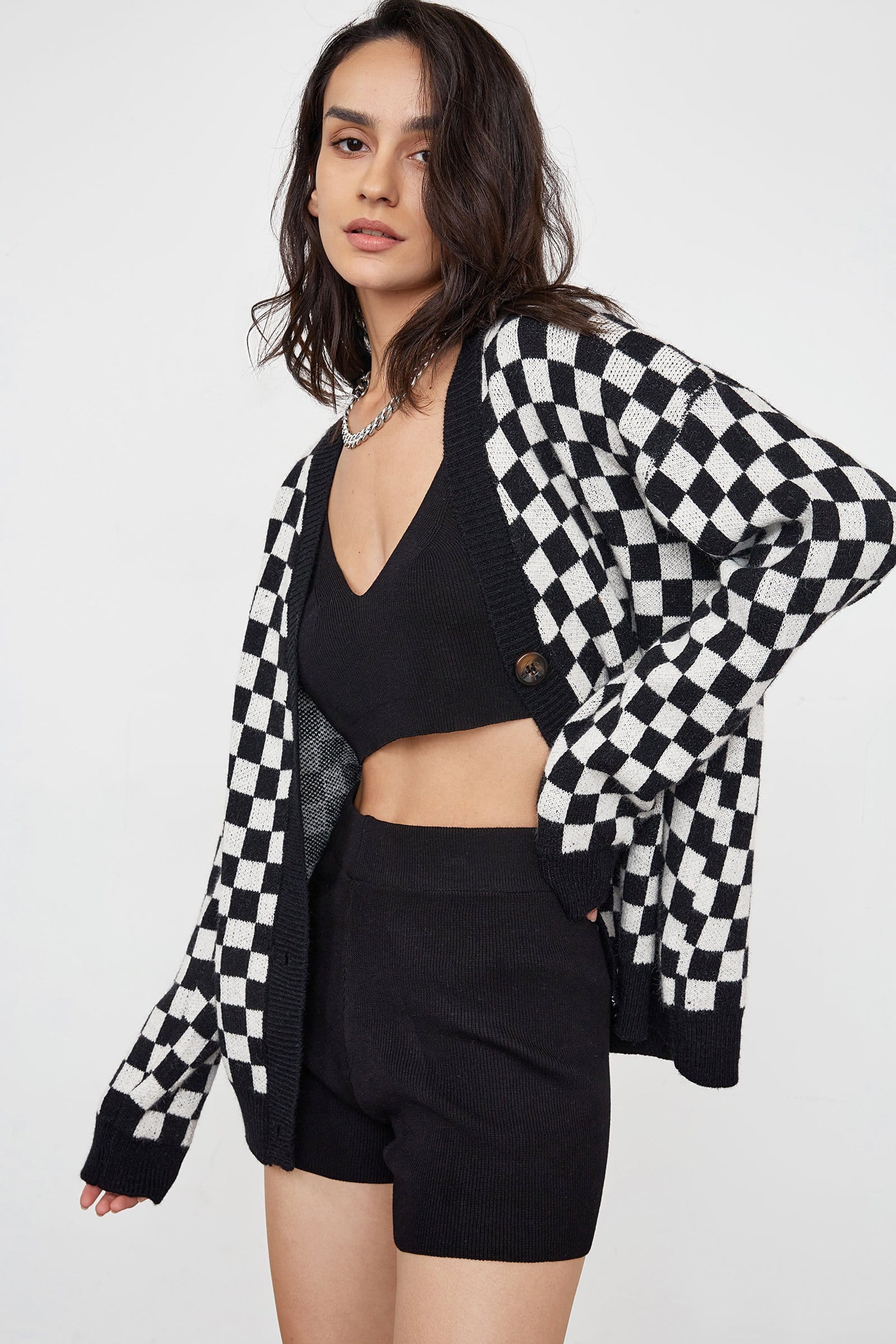 Jaycie Black Plaid Cardigan