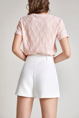 Light Pink Jacquard Short Sleeve T-shirt