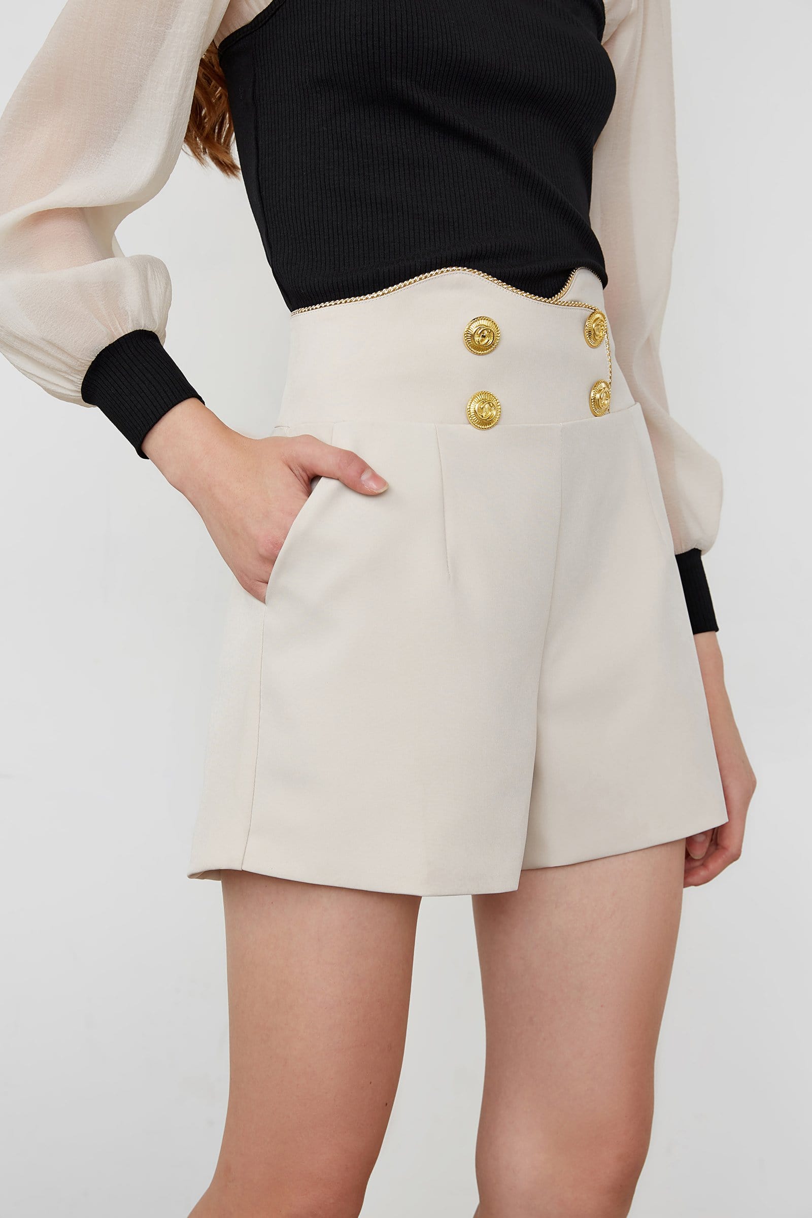 Nechama Beige Nautical Short Pants