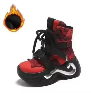 8CM High Platform Leather Ankle Boots