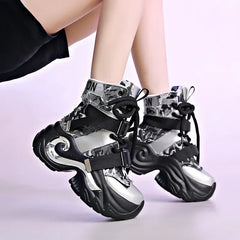 8CM High Platform Leather Ankle Boots