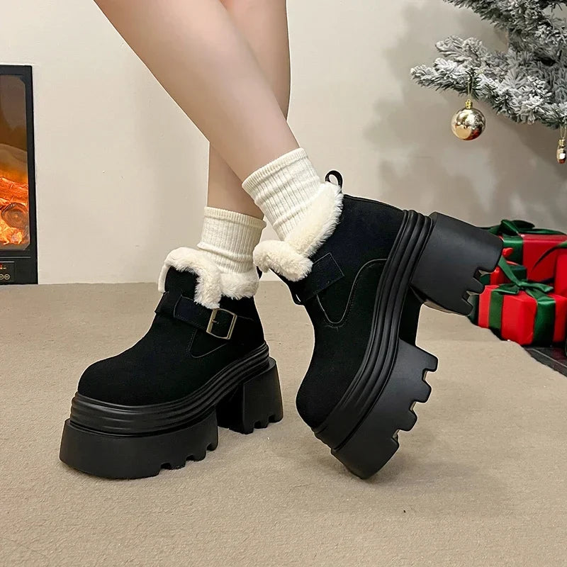 8CM High Quality Platform Warm Snow Boots