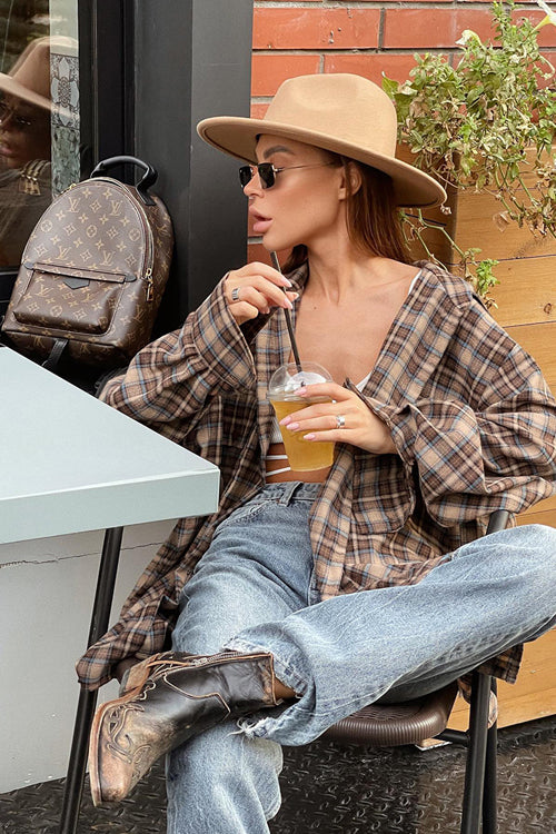 Chic Marvel Plaid Long Sleeve Top