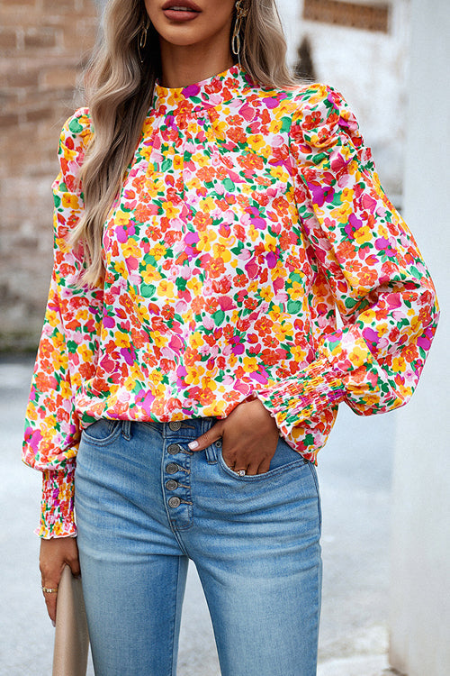 Certain Love Print Statement Sleeve Smocked Top - 5 Colors