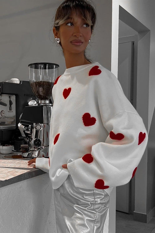 Warmly Adorable Heart Oversized Knit Top - 7 Colors