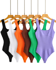 Knit Stretch Slim V Neck Vest Tights Sleeveless Backless Tights