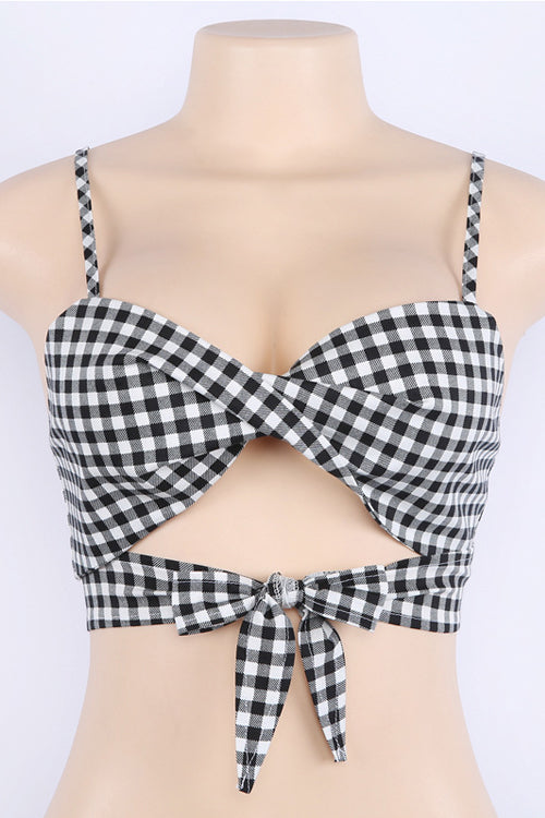 Tartan Spaghetti Tied Bra