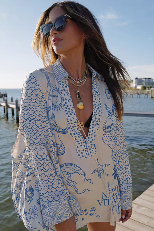 Summer Escapades Print Long Sleeve Set - 5 Colors