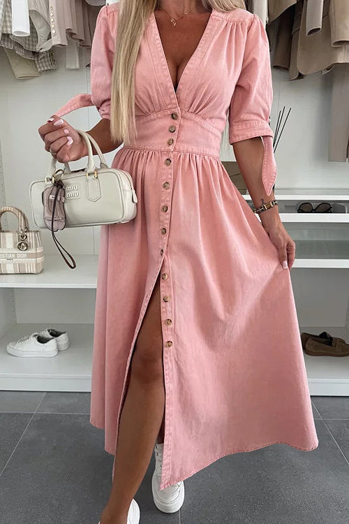 On This Sweet Day Button Down Denim Maxi Dress - 5 Colors