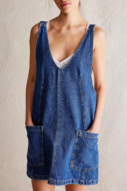 On This Sweet Day Backless Denim Mini Dress - 5 Colors