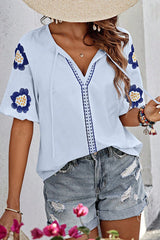 Waiting For Love Floral Embroidery Short Sleeve Top - 3 Colors