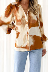 Help You Out Print Collared Long Sleeve Top - 3 Colors