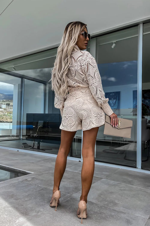 Sweet At Heart Lace Crochet Long Sleeve Suit - 3 Colors