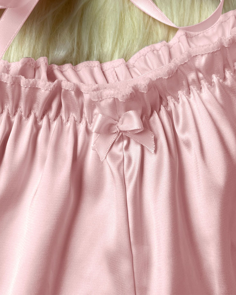 Satin Off-Shoulder Pajama Set