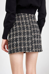 Brisa Black Plaid Skirt Black