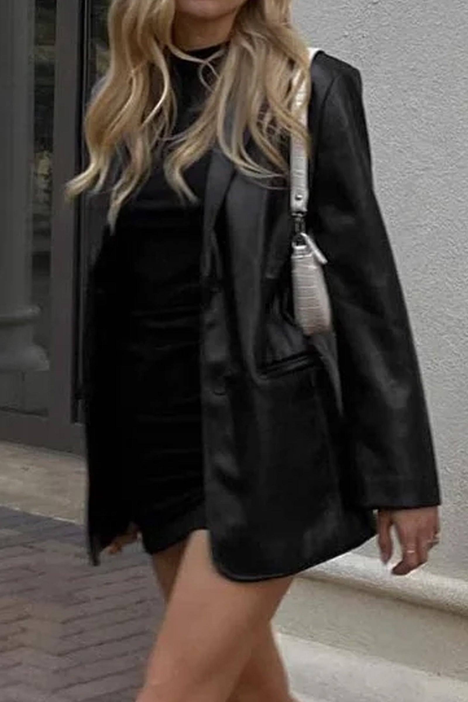 Docie Black Leather Shacket