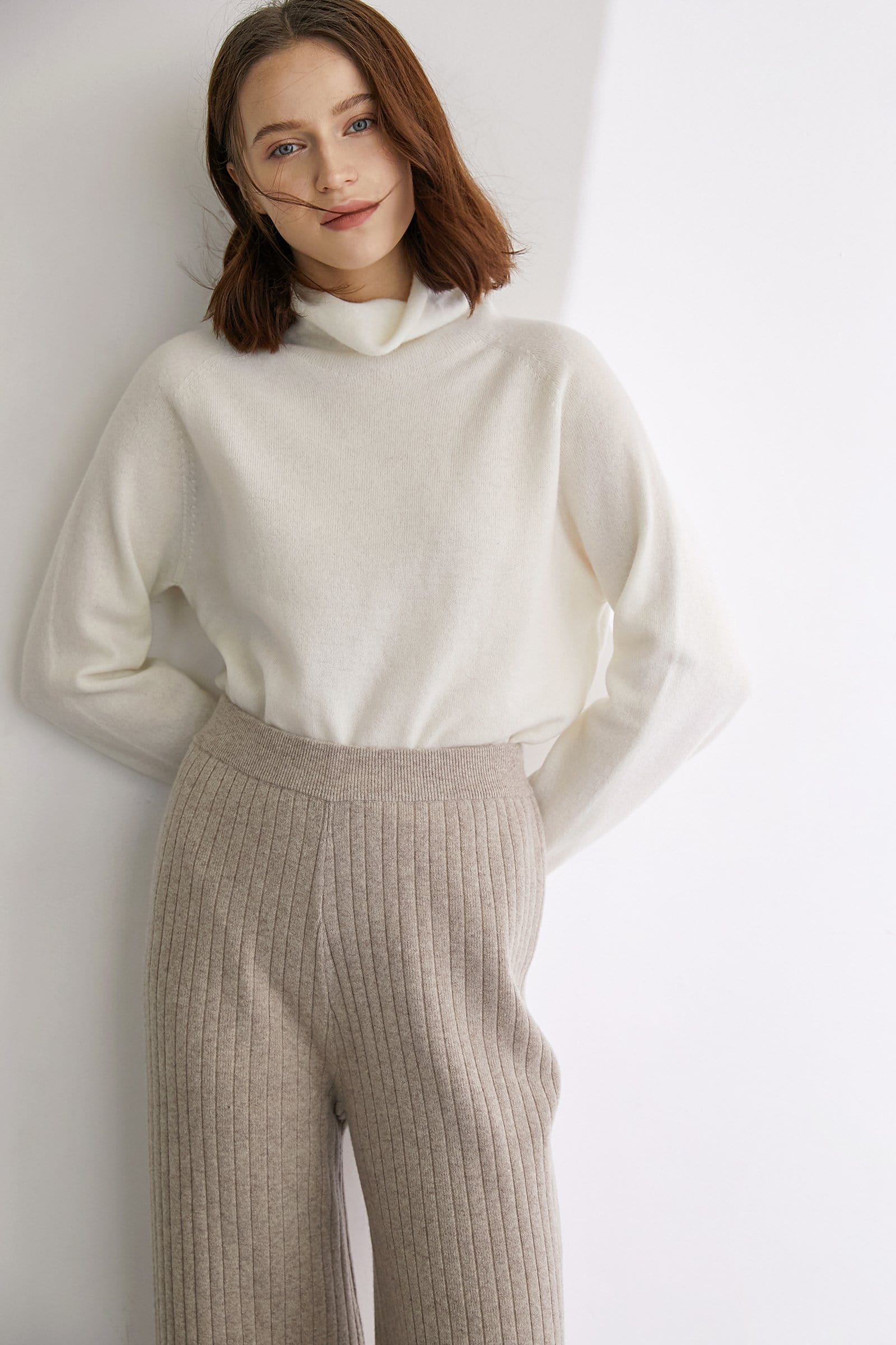 Mahmoud Ivory Premium 100% Wool Rolled Neck Sweater