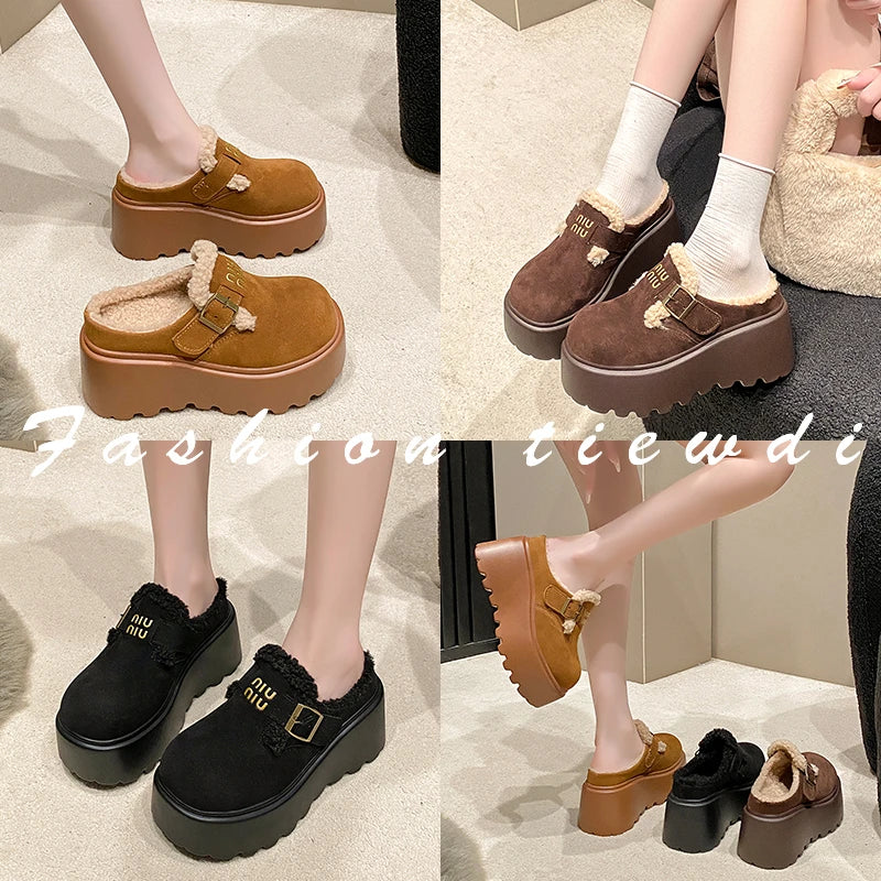 8cm High Winter Platform Slippers