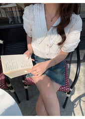 Jakayla Beige Doll Collar Shirt