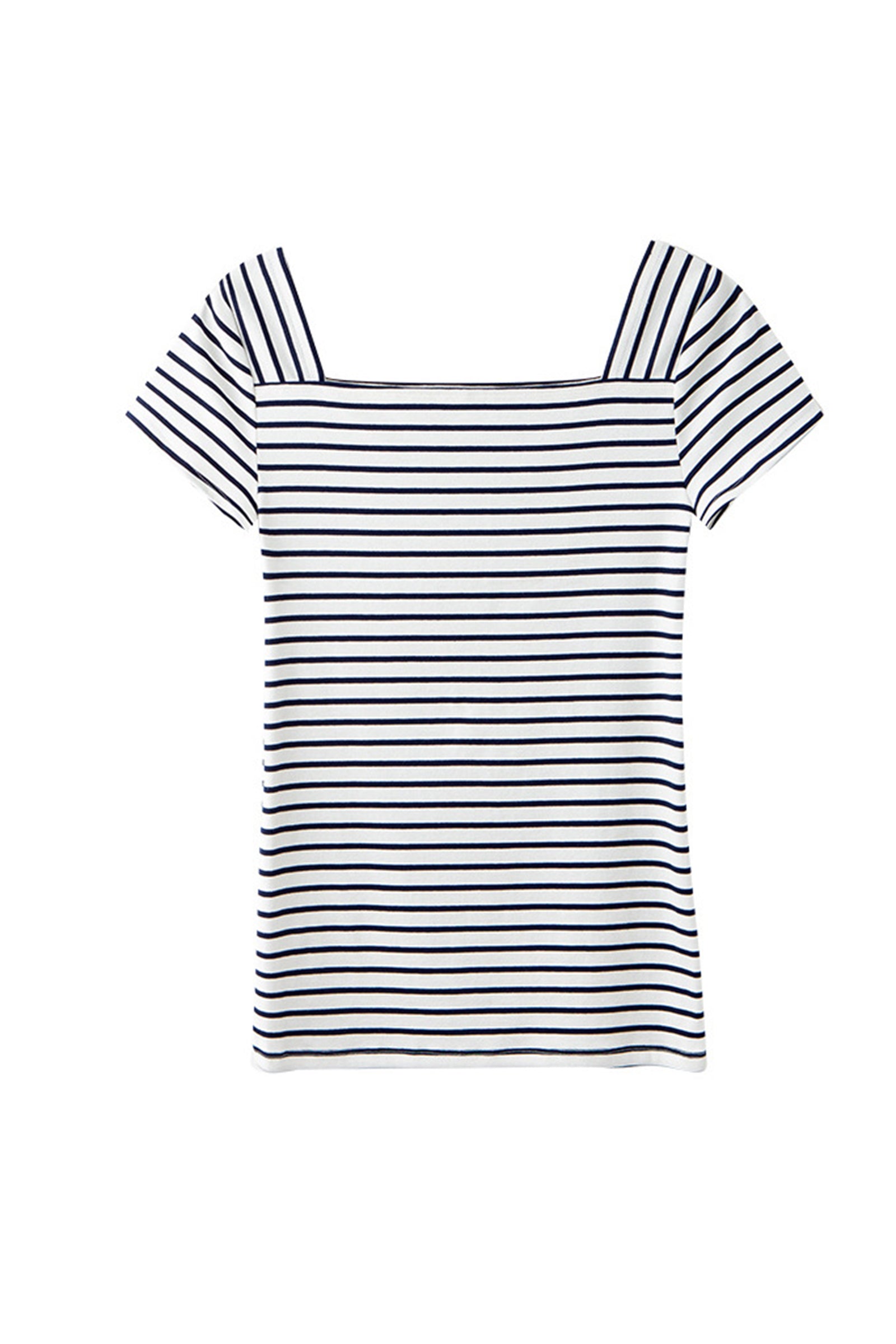 Striped Square Neck T-Shirt