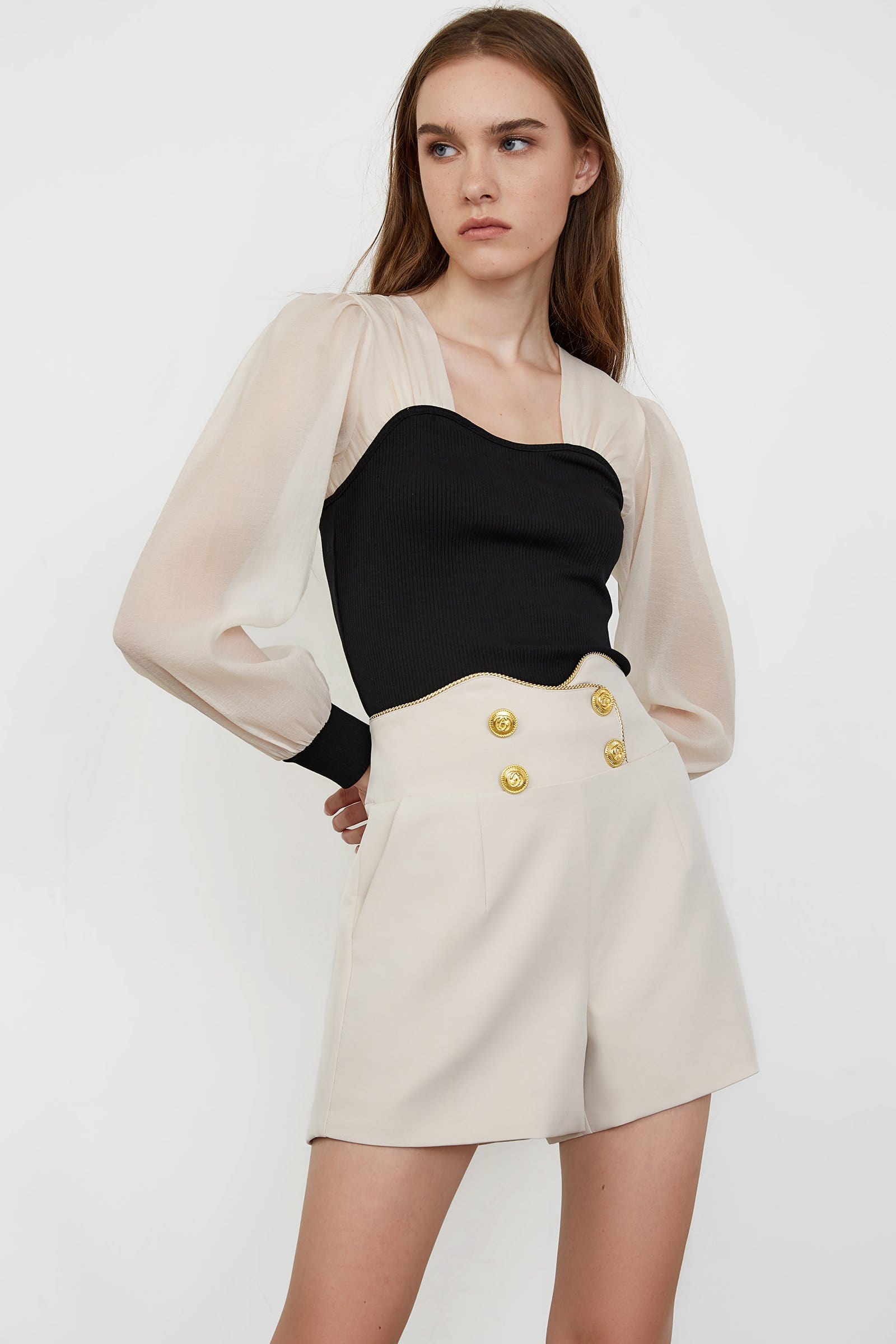 Nechama Beige Nautical Short Pants